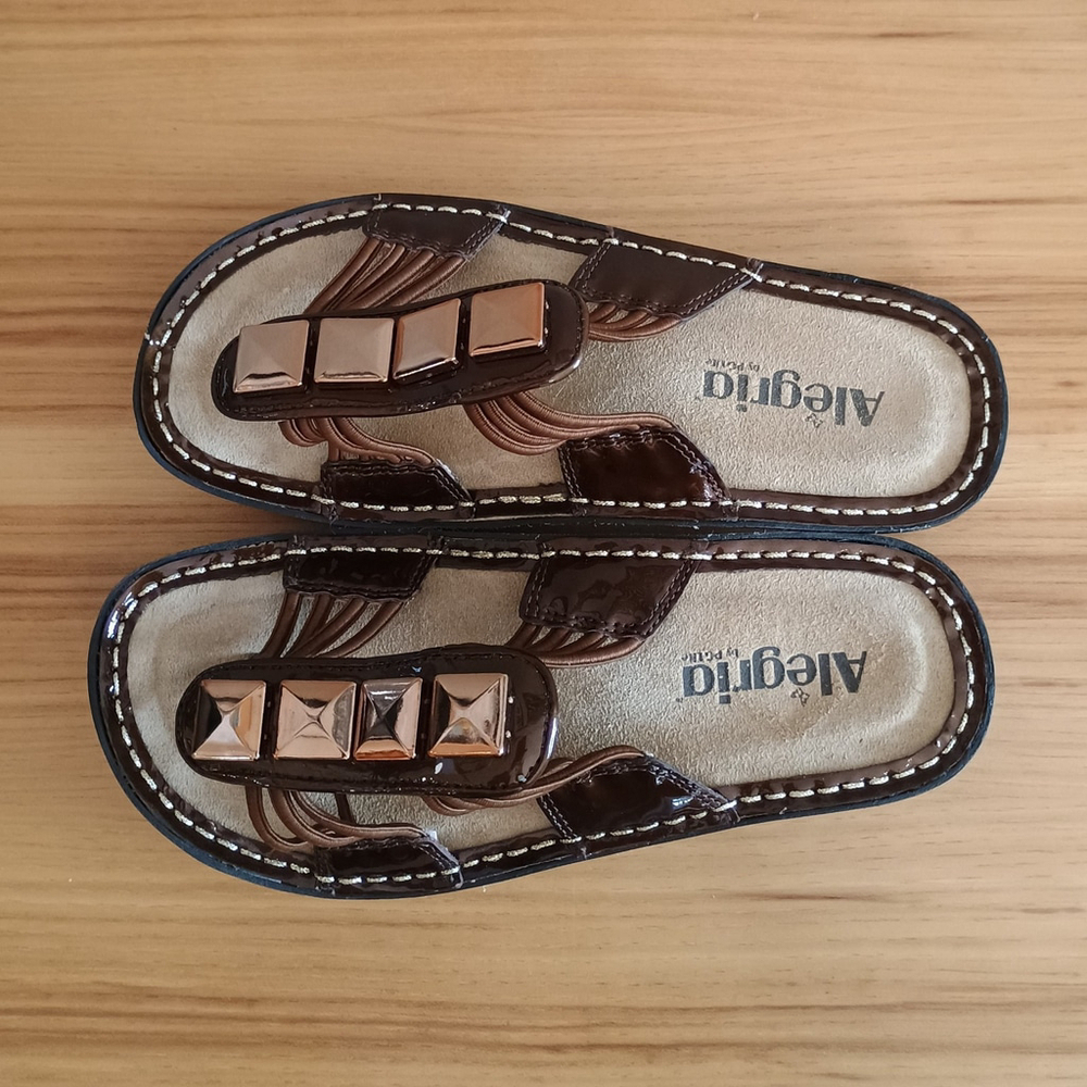 Alegria Sandals Womens 35 Bronze Leather Casual Slip On Pisa Sandal PIS-26 - Picture 5 of 9